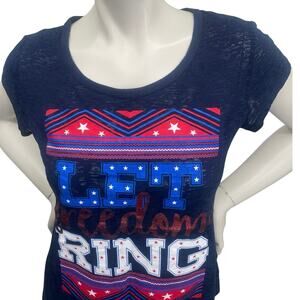 Made in the USA Junior Let Freedom Ring Graphic Tee SS Navy Red White S L 11-13